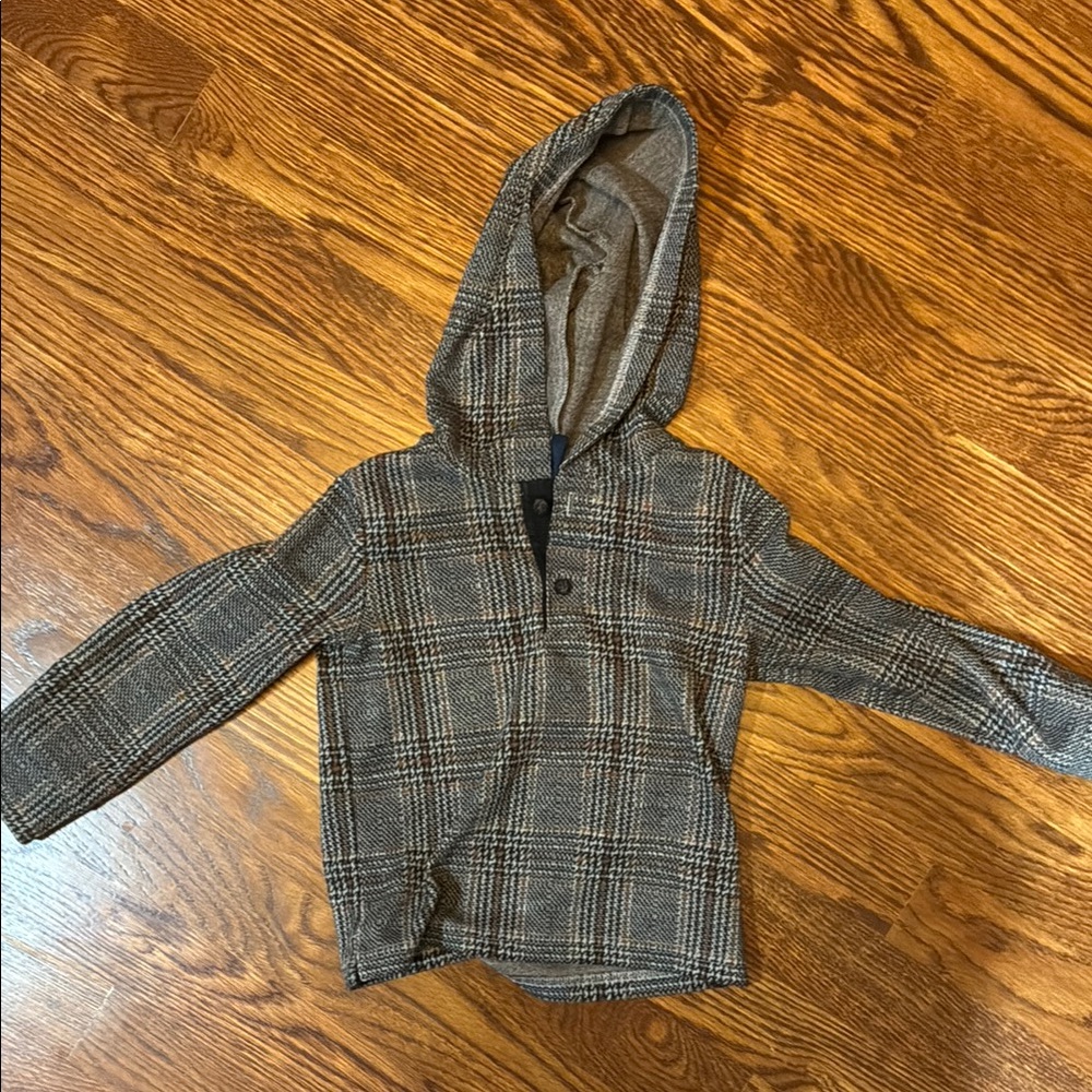 Janie&Jack. Plaid Hooded Shirt